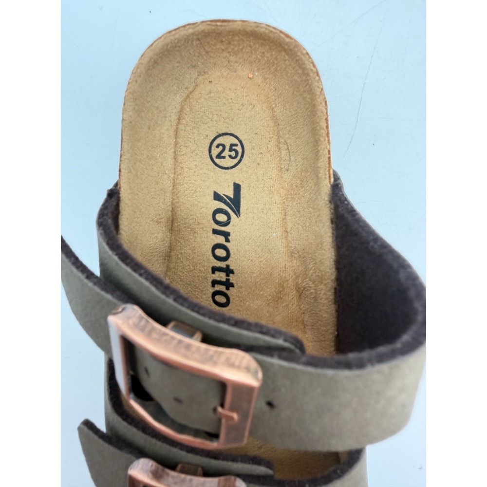 Torotto Double Strap Slide Sandals Brown Cork Copper Buckles | Toddler 25 - Picture 5 of 9